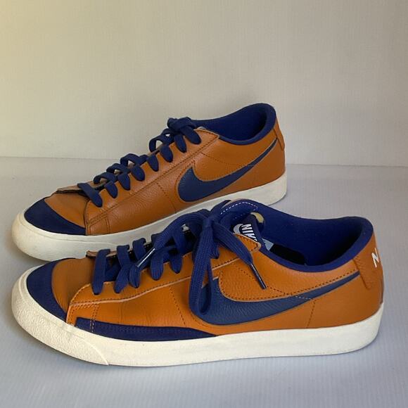 Nike Blazer Low Leather Sneakers Orange Blue Men’s Size 10.5 Retro Nike - Picture 1 of 10